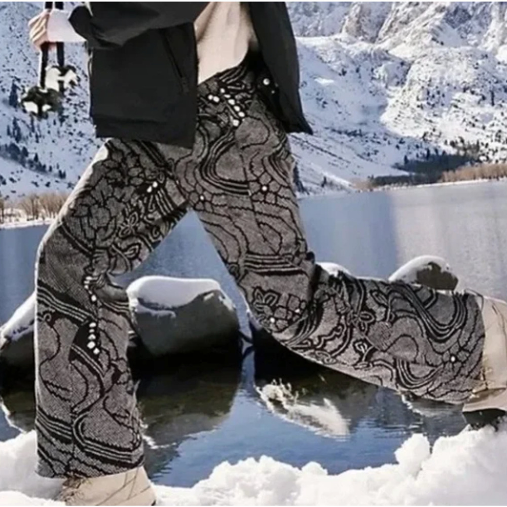 Free People Bunny Slope Printed PrimaLoft® Ski Pants Medium Black White NEW NWT - Picture 3 of 6